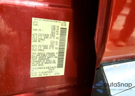 2018 Nissan Murano S из США, поврежденный, VIN 5N1AZ2MH3JN162422